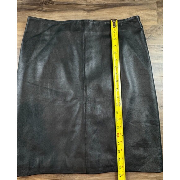Allsaints Dark Green Leather Pencil Skirt With Zip Up Back Detail Size 10 - Picture 2 of 6